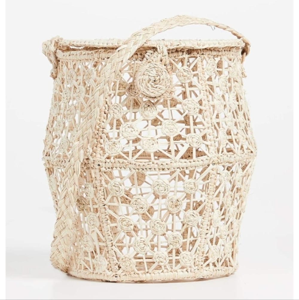 Kaanas by Anthropologie Cream Accent Basket with Intricate Design - Picture 2 of 11